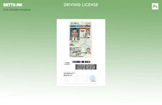 модерен стил САД Ајова возачка дозвола под шаблон